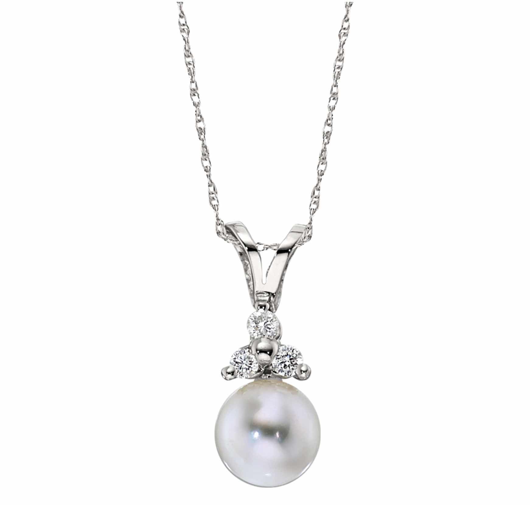 Pearl Drop Necklace- Diamond - Harvey Oaks Jeweler